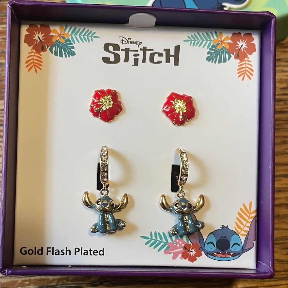 Disney Stitch Earrings with Red and Blue Details - Picture 2 of 4
